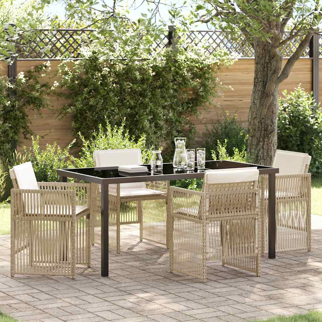 Set da Pranzo per Giardino 5 pcs Beige Poly Rattan - homemem39
