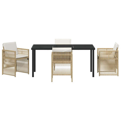 Set da Pranzo per Giardino 5 pcs Beige Poly Rattan - homemem39