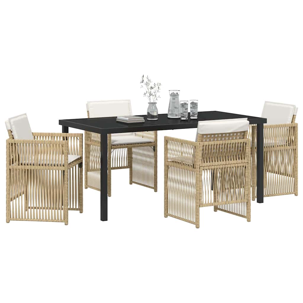 Set da Pranzo per Giardino 5 pcs Beige Poly Rattan - homemem39
