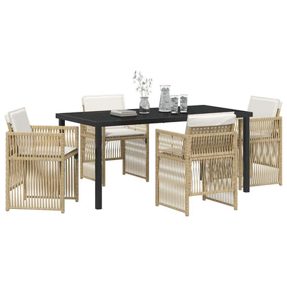 Set da Pranzo per Giardino 5 pcs Beige Poly Rattan - homemem39