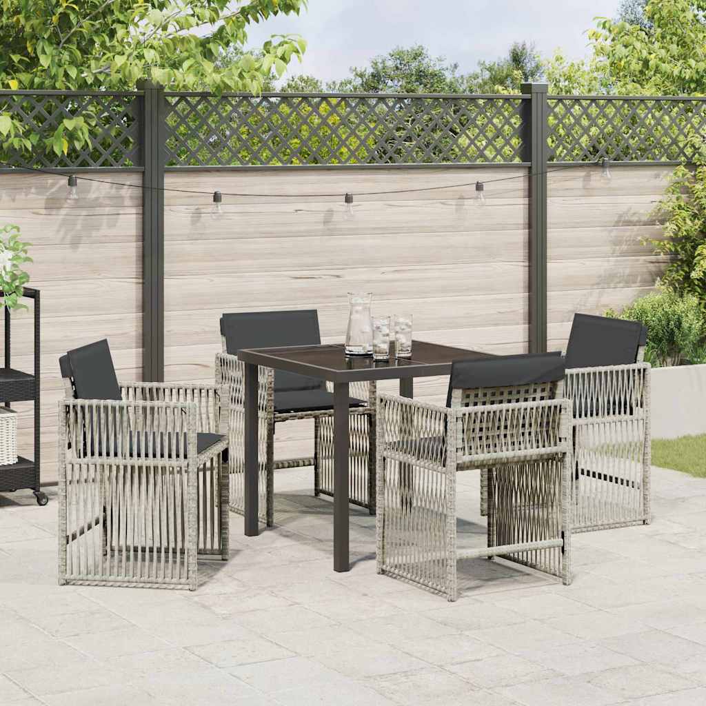 Set da Pranzo per Giardino 5 pcs Grigio chiaro Poly Rattan - homemem39