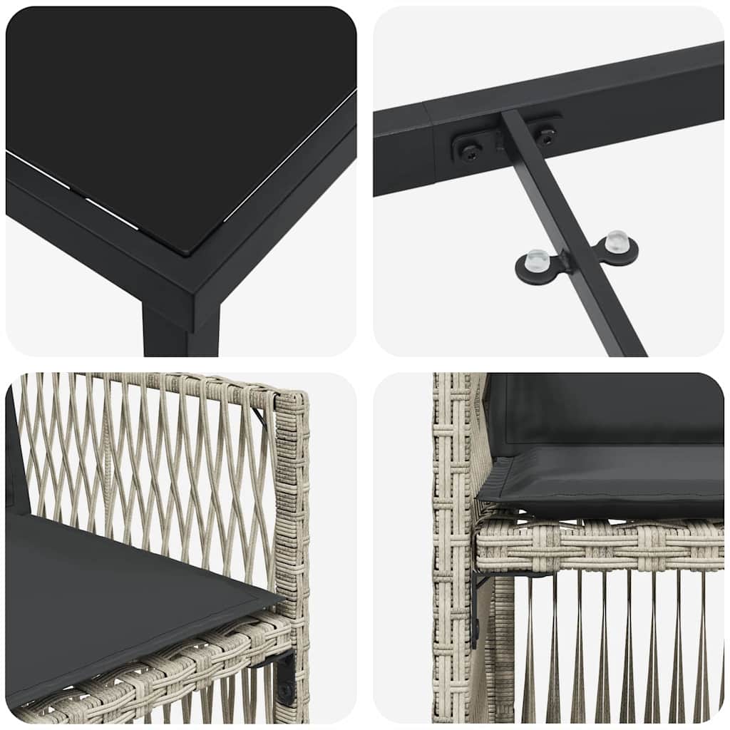 Set da Pranzo per Giardino 5 pcs Grigio chiaro Poly Rattan - homemem39