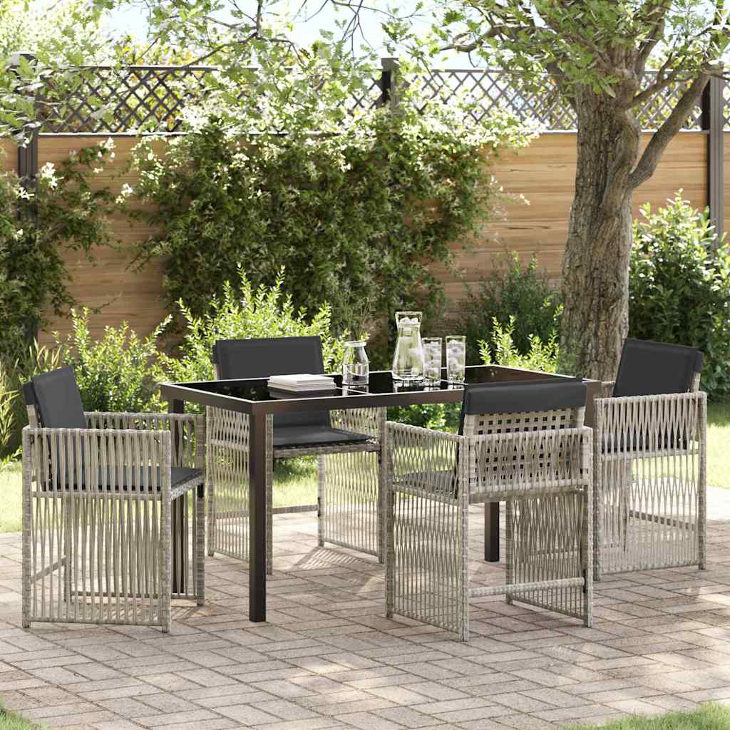 Set da Pranzo per Giardino 5 pcs Grigio chiaro Poly Rattan - homemem39