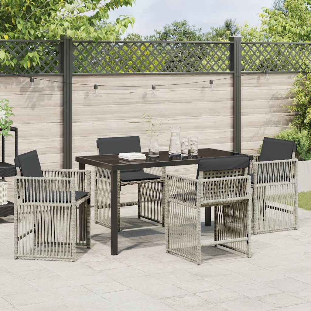 Set da Pranzo per Giardino 5 pcs Grigio chiaro Poly Rattan - homemem39