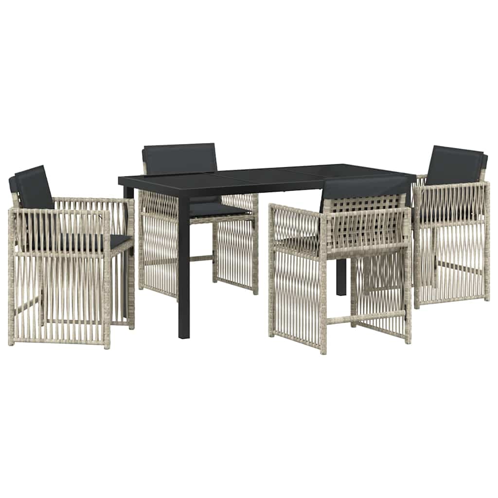 Set da Pranzo per Giardino 5 pcs Grigio chiaro Poly Rattan - homemem39
