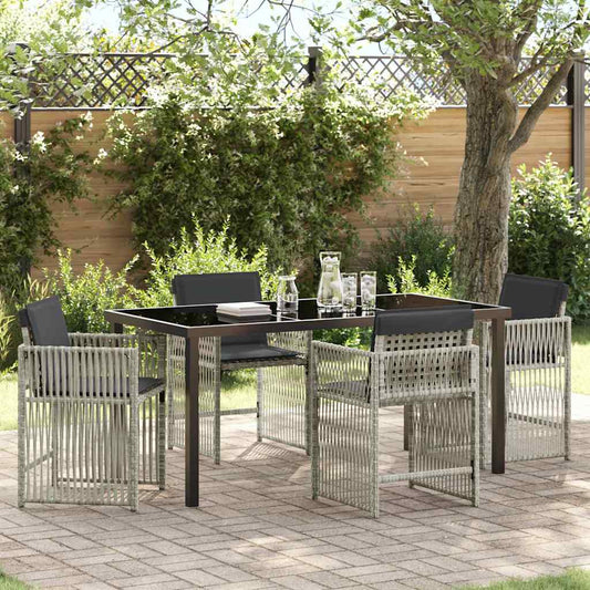Set da Pranzo per Giardino 5 pcs Grigio chiaro Poly Rattan - homemem39