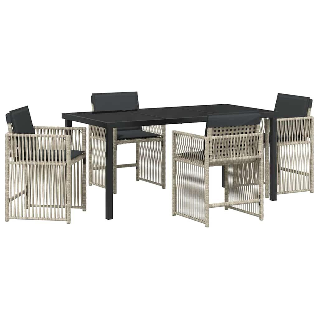 Set da Pranzo per Giardino 5 pcs Grigio chiaro Poly Rattan - homemem39