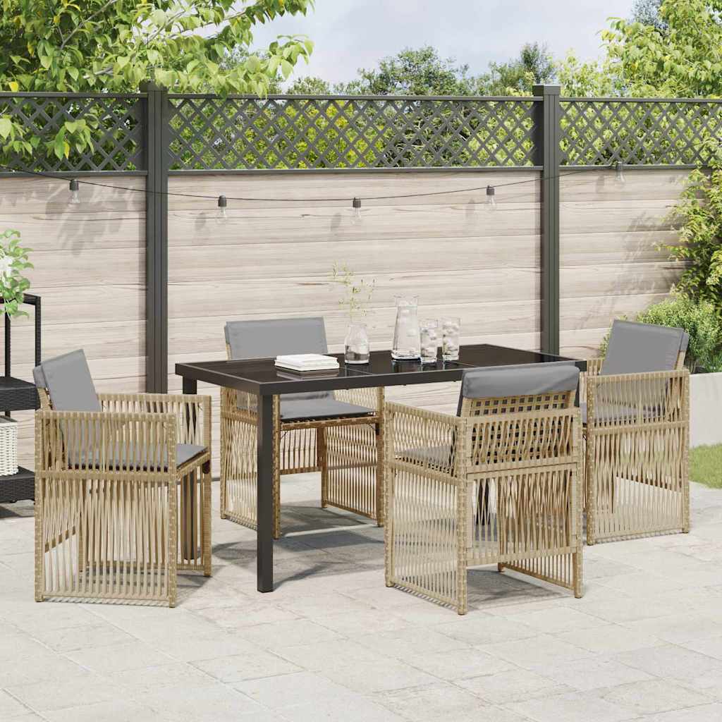 Set da Pranzo per Giardino 5 pcs Beige Poly Rattan - homemem39