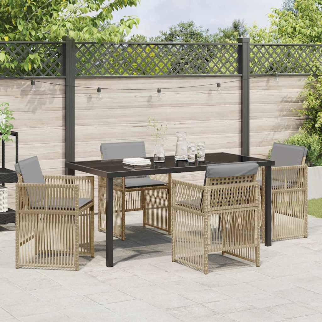 Set da Pranzo per Giardino 5 pcs Beige Poly Rattan - homemem39