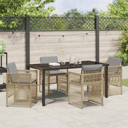 Set da Pranzo per Giardino 5 pcs Beige Poly Rattan - homemem39