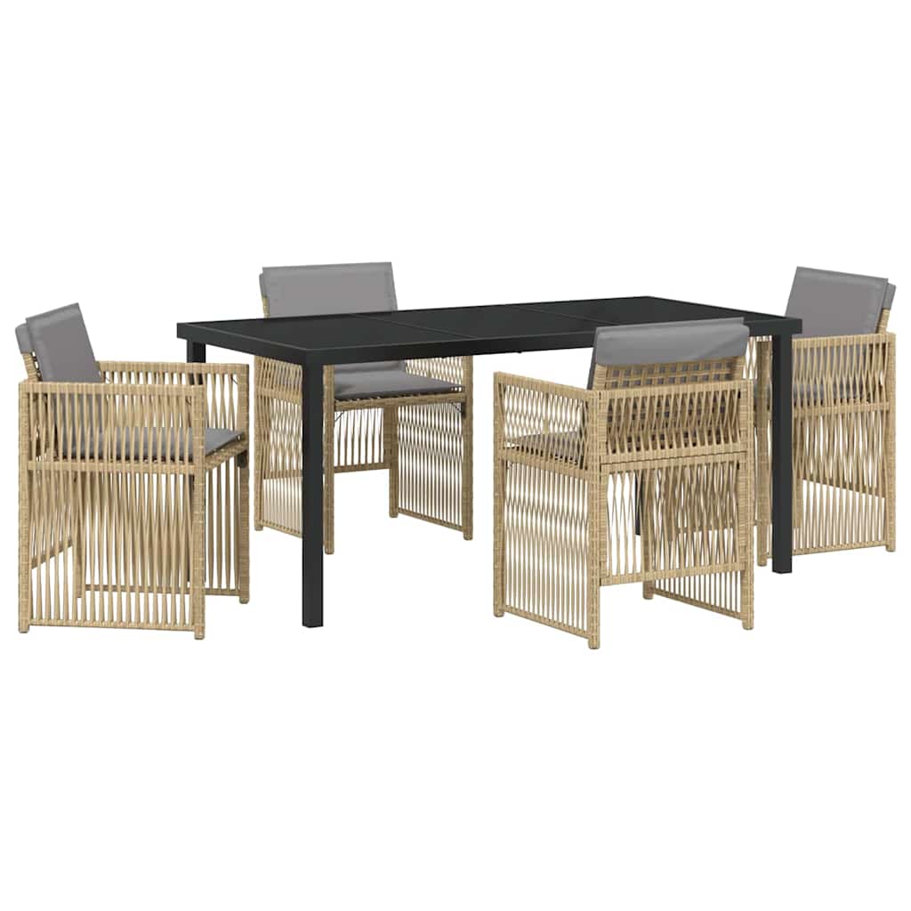 Set da Pranzo per Giardino 5 pcs Beige Poly Rattan - homemem39