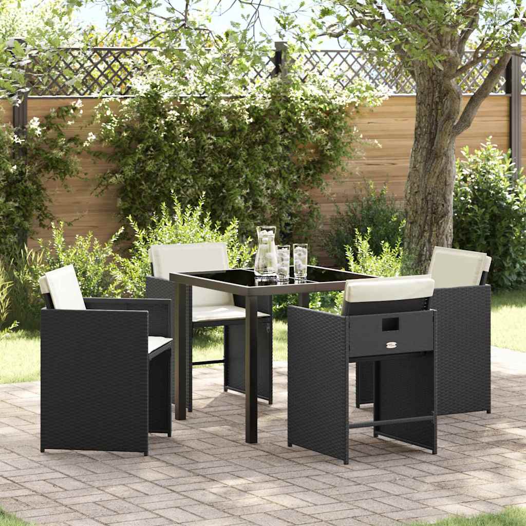 Set da Pranzo per Giardino 5 pcs Nero polyrattan - homemem39
