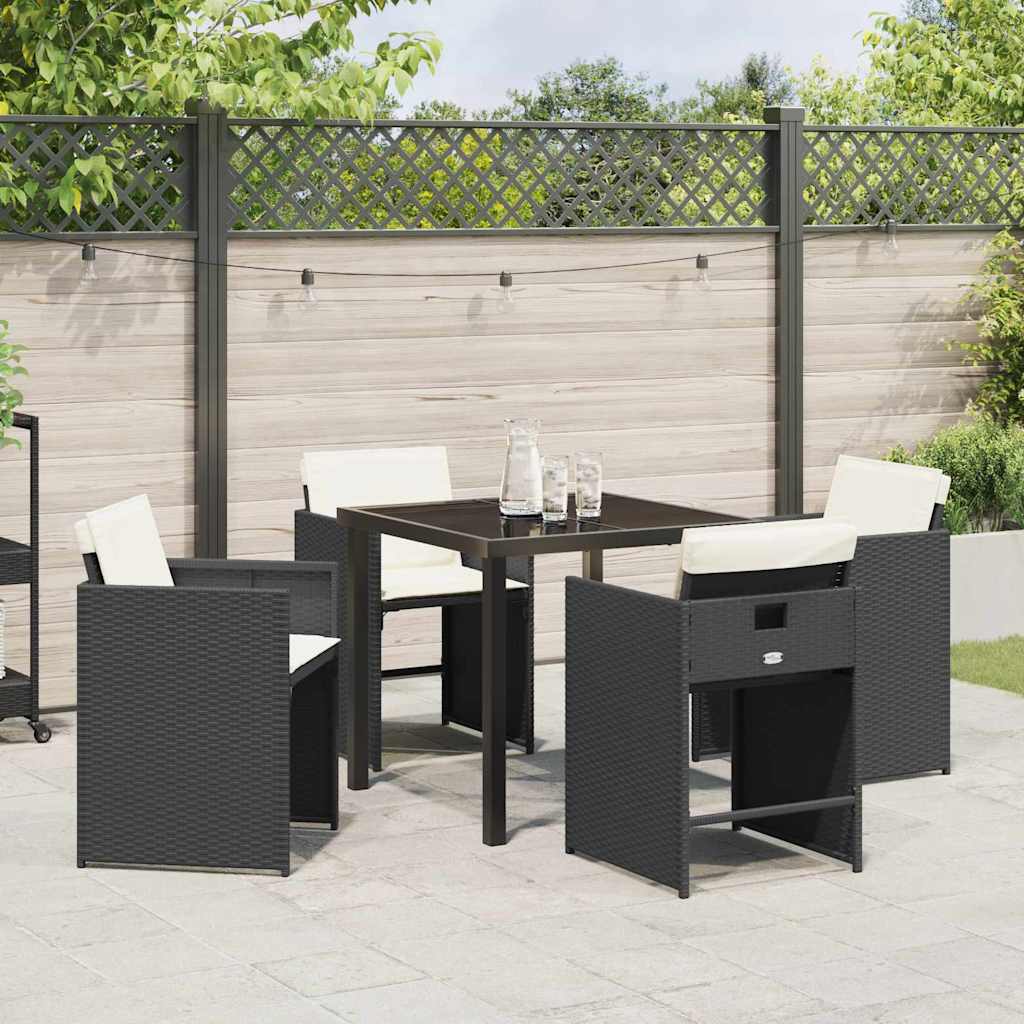 Set da Pranzo per Giardino 5 pcs Nero polyrattan - homemem39