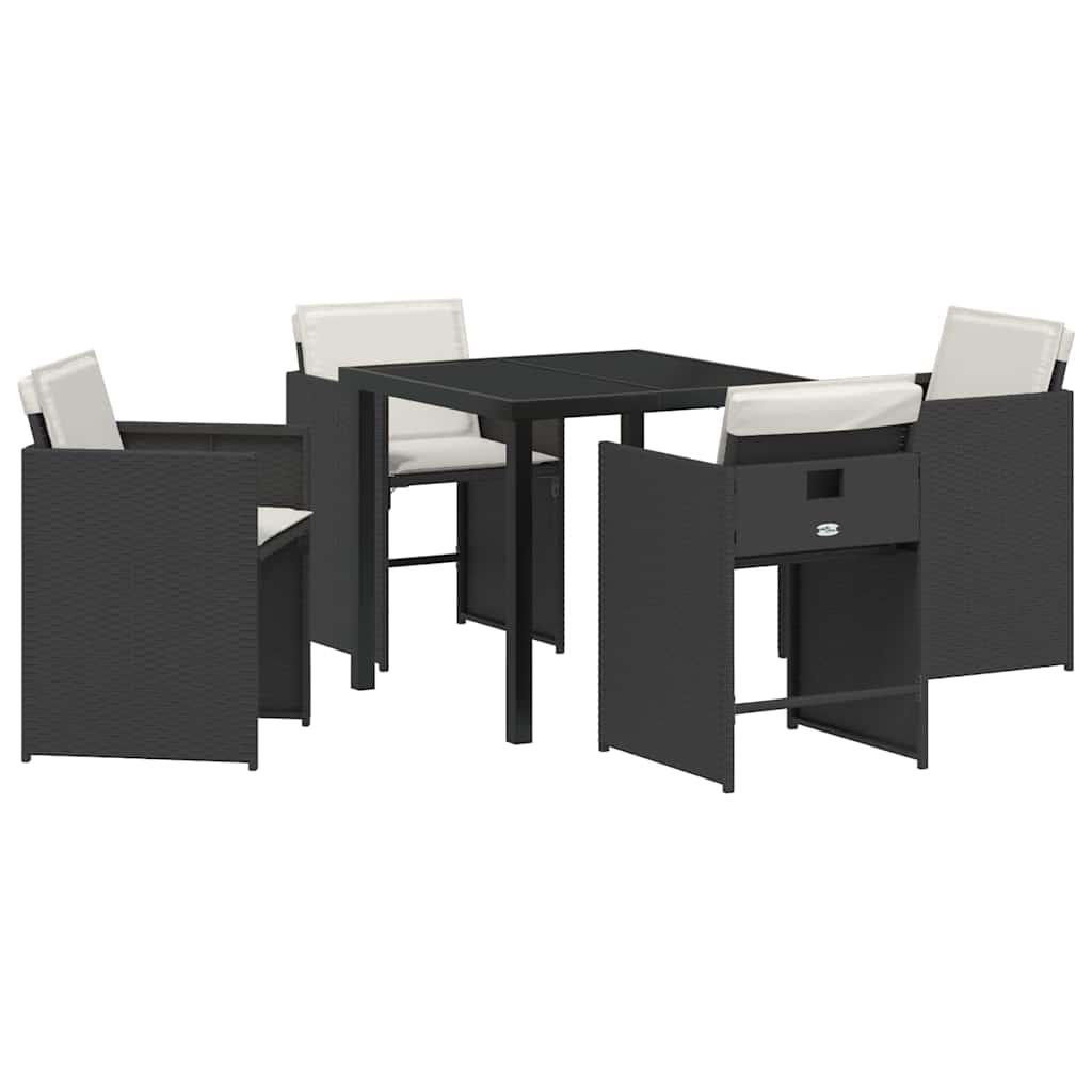 Set da Pranzo per Giardino 5 pcs Nero polyrattan - homemem39