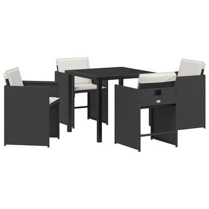Set da Pranzo per Giardino 5 pcs Nero polyrattan - homemem39