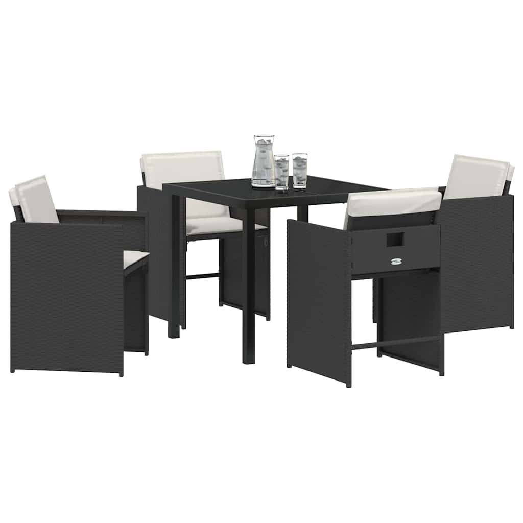 Set da Pranzo per Giardino 5 pcs Nero polyrattan - homemem39
