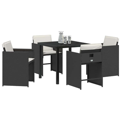 Set da Pranzo per Giardino 5 pcs Nero polyrattan - homemem39
