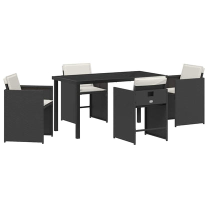 Set da Pranzo per Giardino 5 pcs Nero polyrattan - homemem39