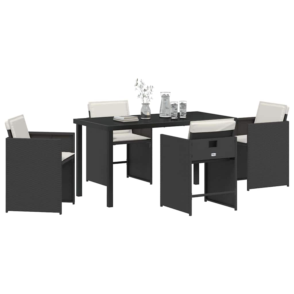 Set da Pranzo per Giardino 5 pcs Nero polyrattan - homemem39