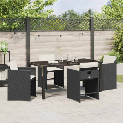 Set da Pranzo per Giardino 5 pcs Nero polyrattan - homemem39