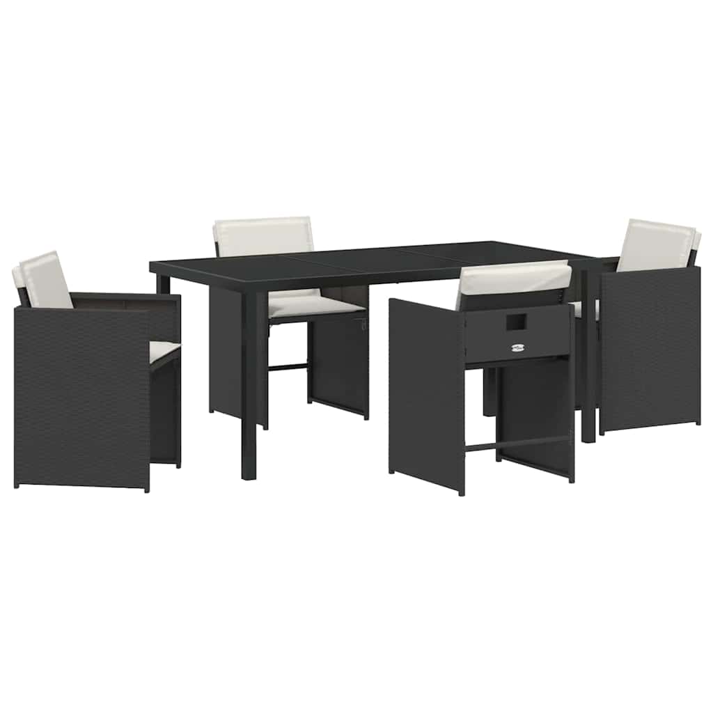 Set da Pranzo per Giardino 5 pcs Nero polyrattan - homemem39