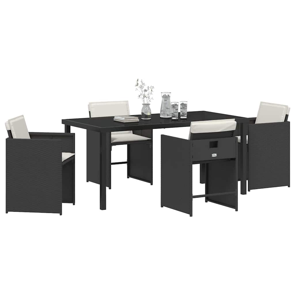 Set da Pranzo per Giardino 5 pcs Nero polyrattan - homemem39