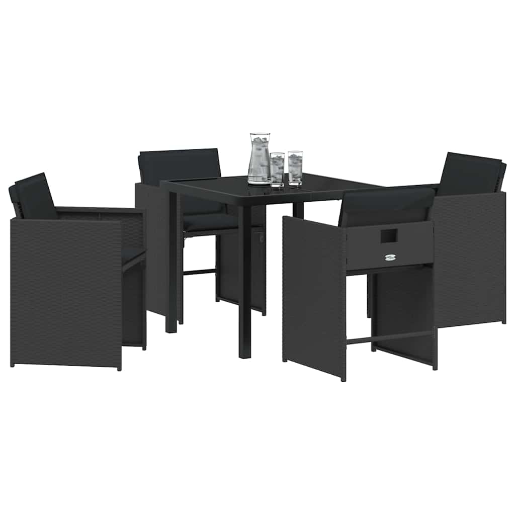Set da Pranzo per Giardino 5 pcs Nero polyrattan - homemem39