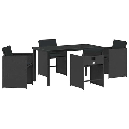 Set da Pranzo per Giardino 5 pcs Nero polyrattan - homemem39