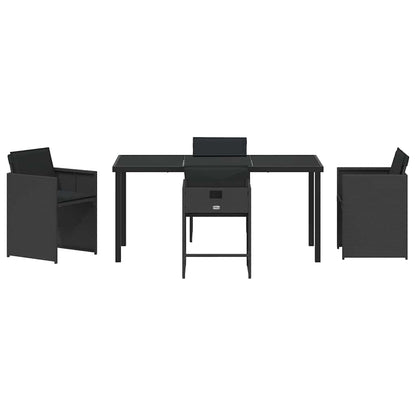 Set da Pranzo per Giardino 5 pcs Nero polyrattan - homemem39