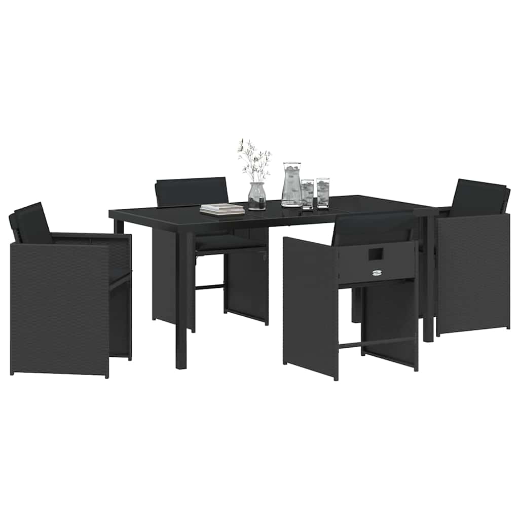 Set da Pranzo per Giardino 5 pcs Nero polyrattan - homemem39