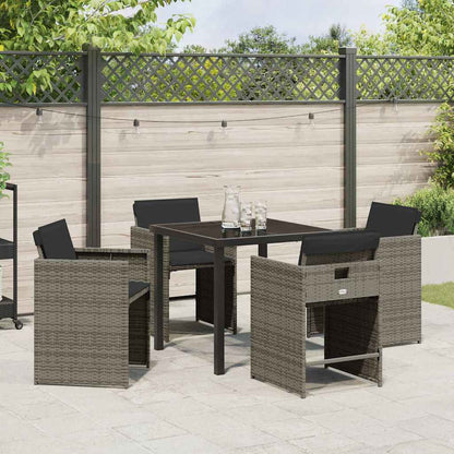 Set da Pranzo per Giardino 5 pcs Grigio polyrattan - homemem39