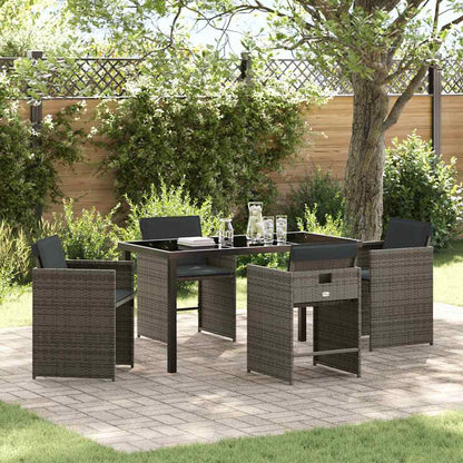 Set da Pranzo per Giardino 5 pcs Grigio polyrattan - homemem39