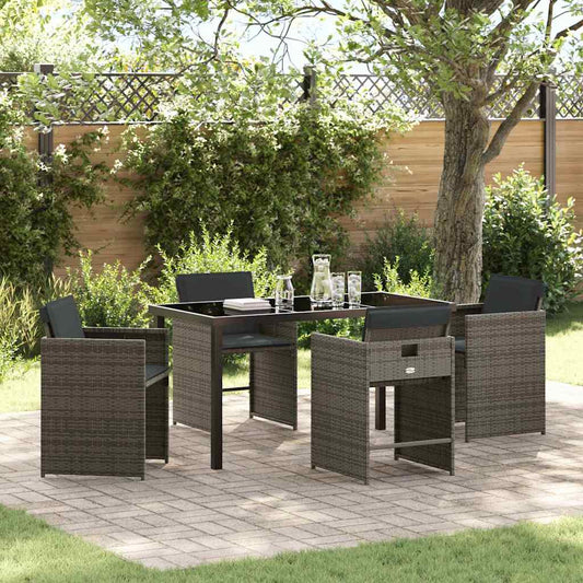 Set da Pranzo per Giardino 5 pcs Grigio polyrattan - homemem39