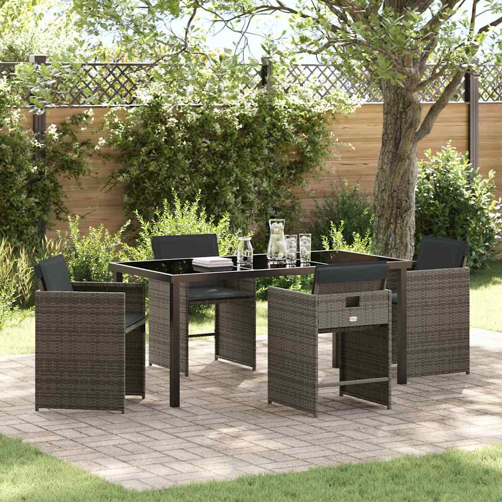 Set da Pranzo per Giardino 5 pcs Grigio polyrattan - homemem39