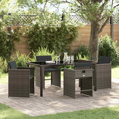 Set da Pranzo per Giardino 5 pcs Grigio polyrattan - homemem39