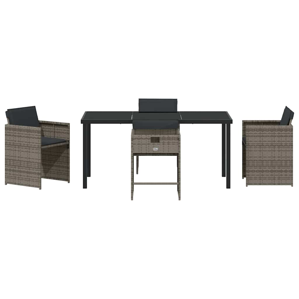 Set da Pranzo per Giardino 5 pcs Grigio polyrattan - homemem39