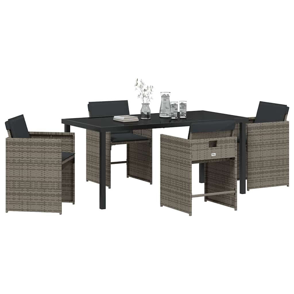 Set da Pranzo per Giardino 5 pcs Grigio polyrattan - homemem39