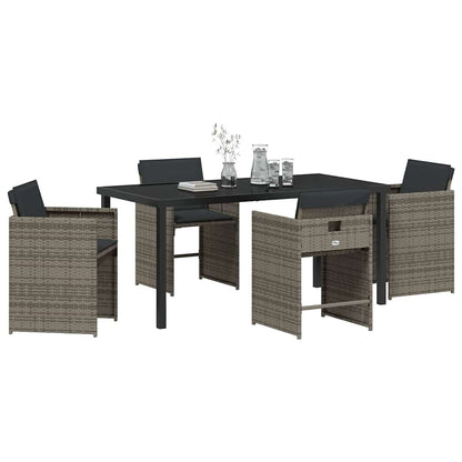 Set da Pranzo per Giardino 5 pcs Grigio polyrattan - homemem39