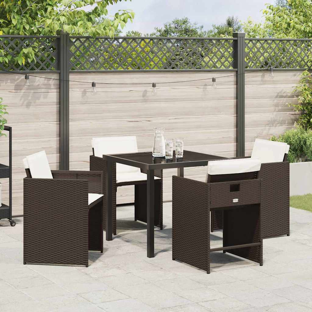 Set da Pranzo per Giardino 5 pcs Marrone polyrattan - homemem39