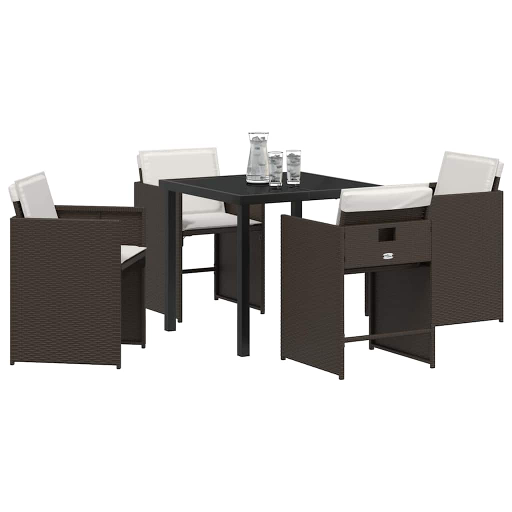 Set da Pranzo per Giardino 5 pcs Marrone polyrattan - homemem39