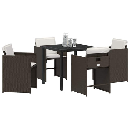 Set da Pranzo per Giardino 5 pcs Marrone polyrattan - homemem39
