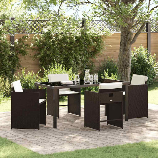 Set da Pranzo per Giardino 5 pcs Marrone polyrattan - homemem39