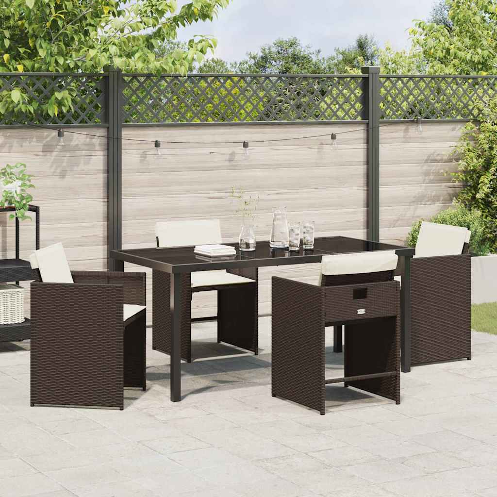 Set da Pranzo per Giardino 5 pcs Marrone polyrattan - homemem39