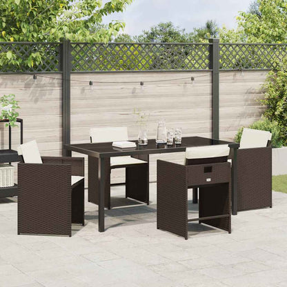 Set da Pranzo per Giardino 5 pcs Marrone polyrattan - homemem39