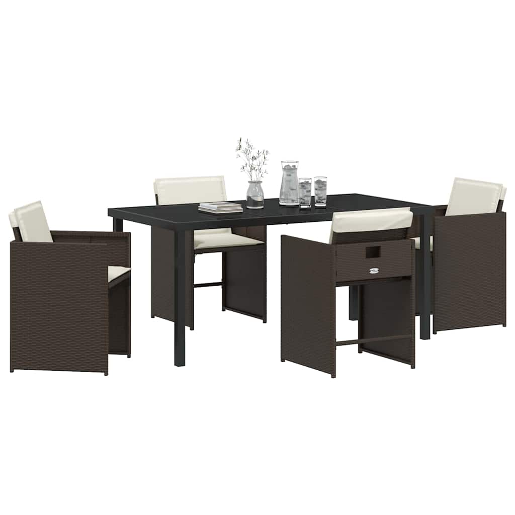 Set da Pranzo per Giardino 5 pcs Marrone polyrattan - homemem39