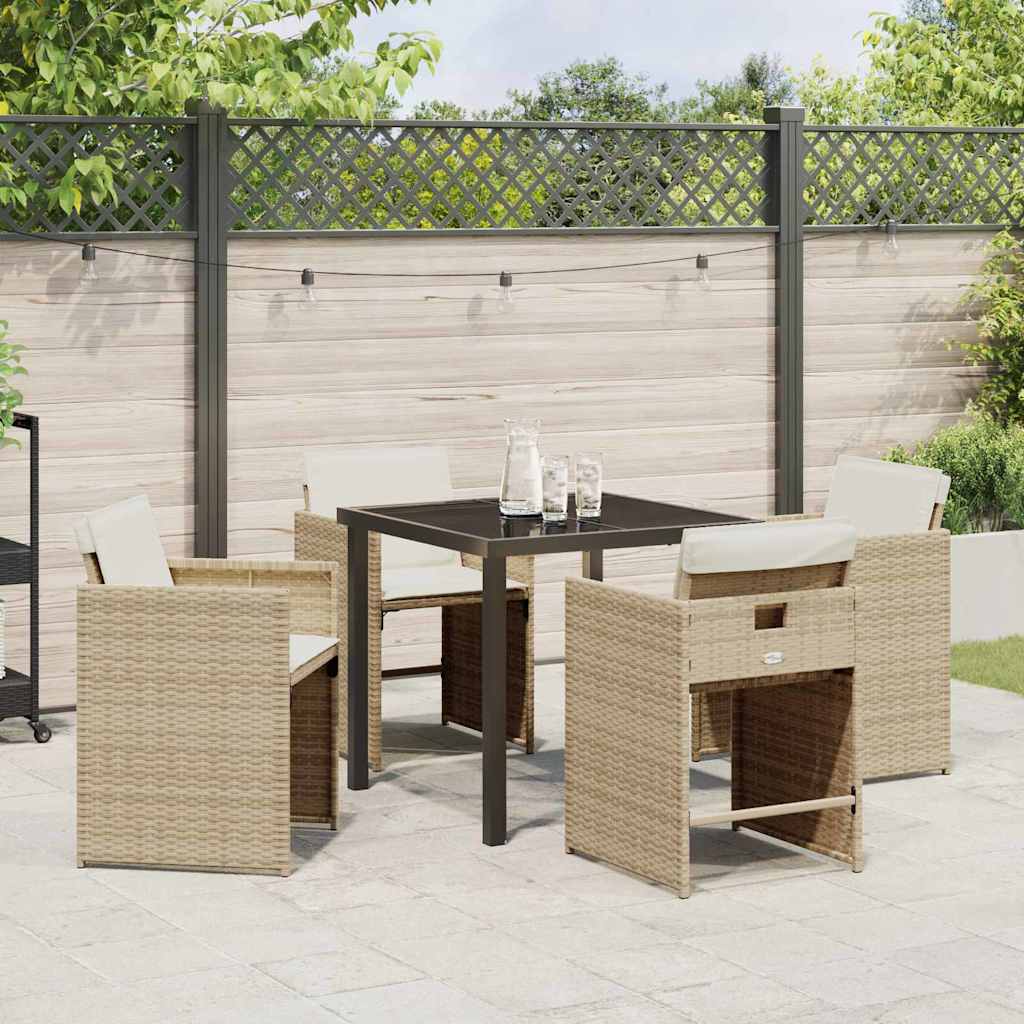 Set da Pranzo per Giardino 5 pcs Beige polyrattan - homemem39