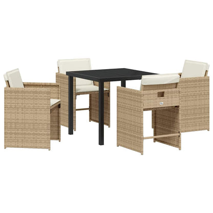 Set da Pranzo per Giardino 5 pcs Beige polyrattan - homemem39
