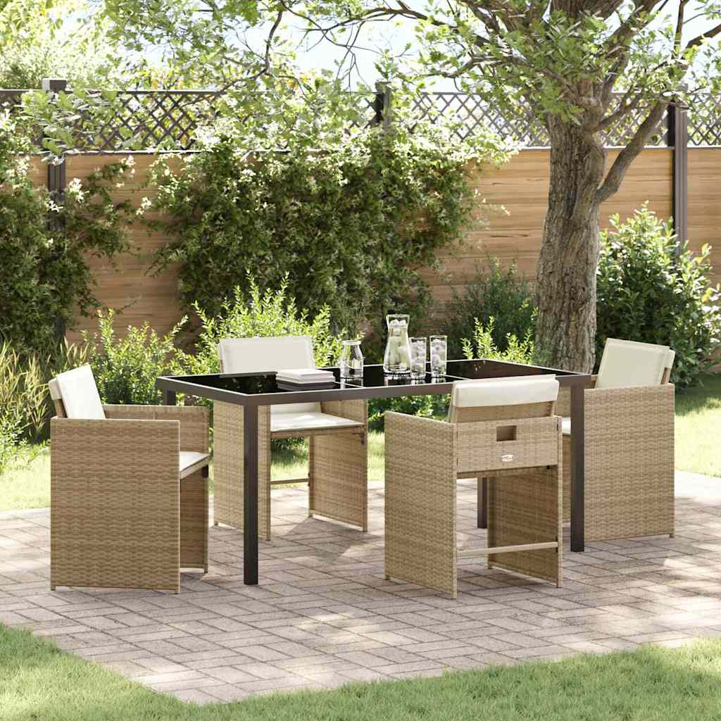 Set da Pranzo per Giardino 5 pcs Beige polyrattan - homemem39