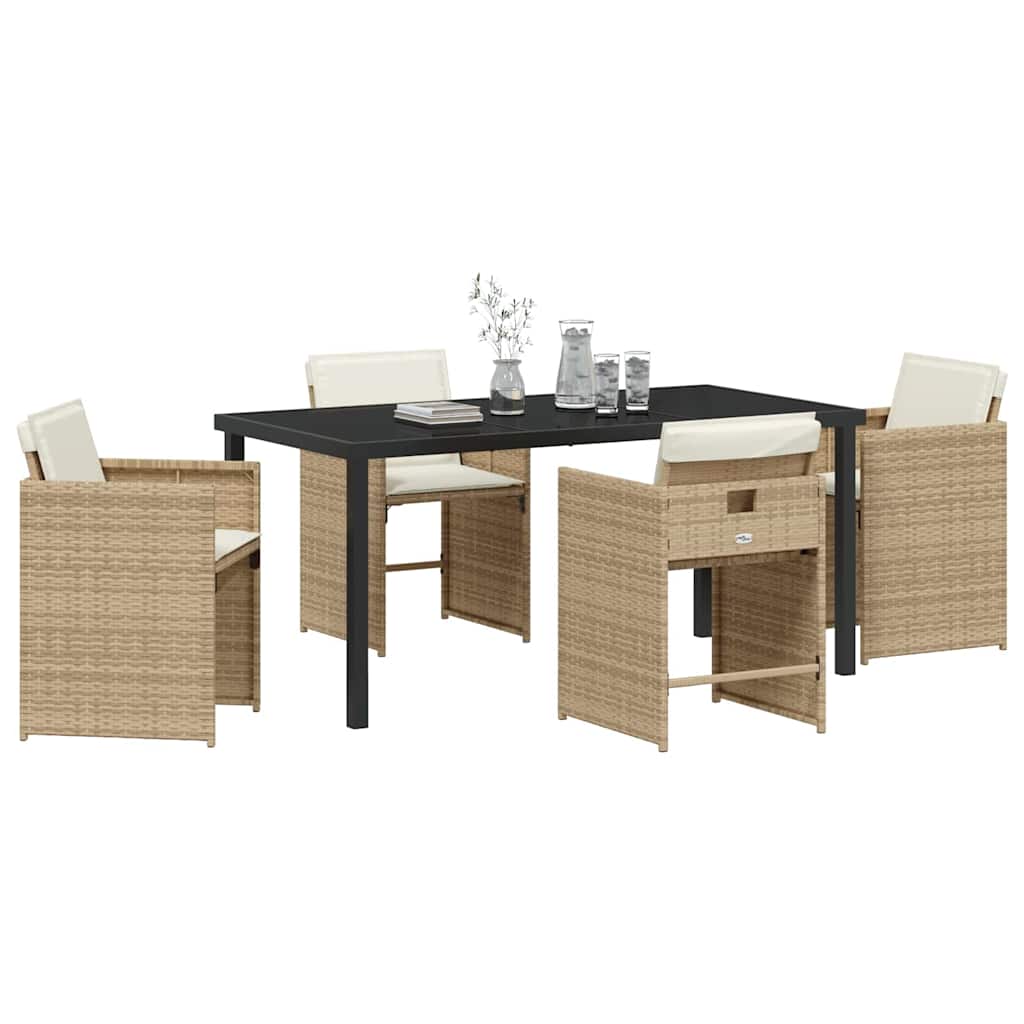 Set da Pranzo per Giardino 5 pcs Beige polyrattan - homemem39