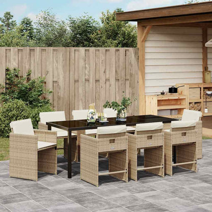 Set da Pranzo per Giardino 9 pcs Beige polyrattan | homemem39